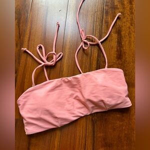 Express Pink Tie-Strap Bandeau Bikini Top S